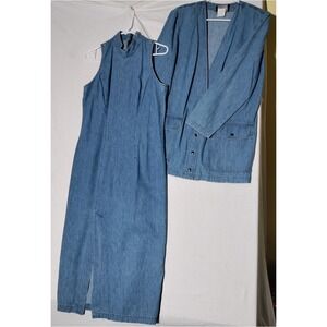PG Collections Ginger Bort Denim Jacket and Maxi Dress Set Size 10